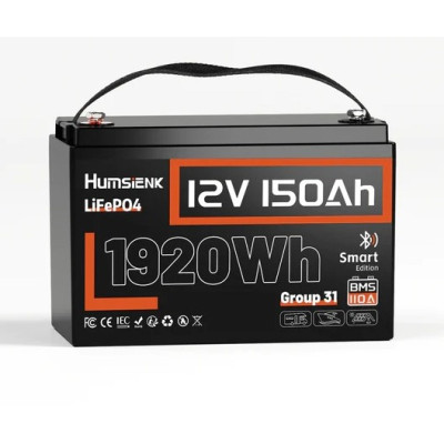  Акумулятор Humsienk 12В 150А·рік LiFePO4 (Bluetooth та BMS 110А)