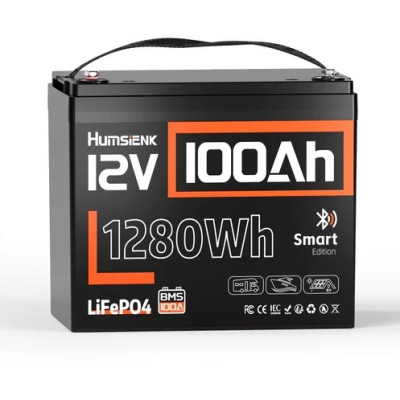 Акумулятор LiFePO4 12V 100 Ah з Bluetooth 5.0 та BMS 110A Humsienk