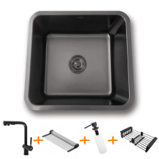 Комплект чорної кухонної мийки та змішувача з нержавіючої сталі NB-4643 Комплект чорної кухонної мийки та змішувача з нержавіючої сталі NB-4643