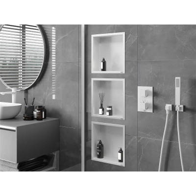 Уцінена полиця у ванну вбудована біла металева 30 см Nett YW-29
