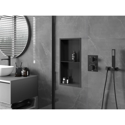 Уцінена полиця для душу вбудована чорна нержавіюча 60 см Nett YB-60