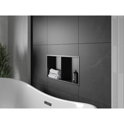 Уцінена полиця для душу вбудована чорна нержавіюча 60 см Nett YB-60