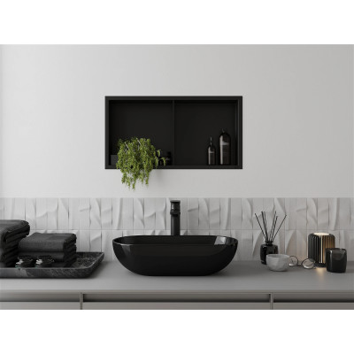 Уцінена полиця для душу вбудована чорна нержавіюча 60 см Nett YB-60