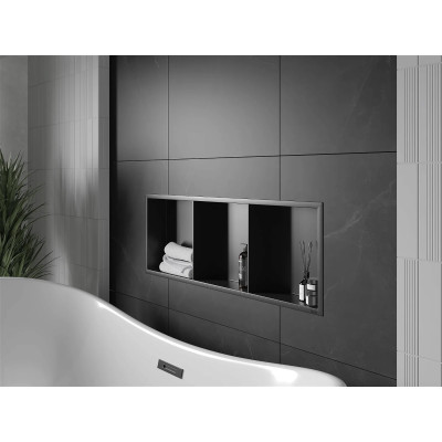 Уцінена полиця до ванної кімнати вбудована чорна 90 см Nett YB-90