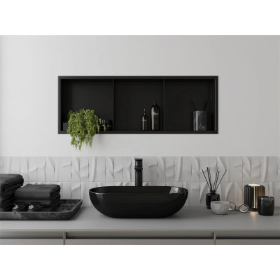 Уцінена полиця до ванної кімнати вбудована чорна 90 см Nett YB-90