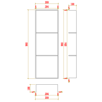 Уцінена полиця до ванної кімнати вбудована чорна 90 см Nett YB-90