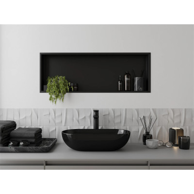 Уцінена полиця для ванної кімнати вбудована горизонтальна чорна Nett YB-92