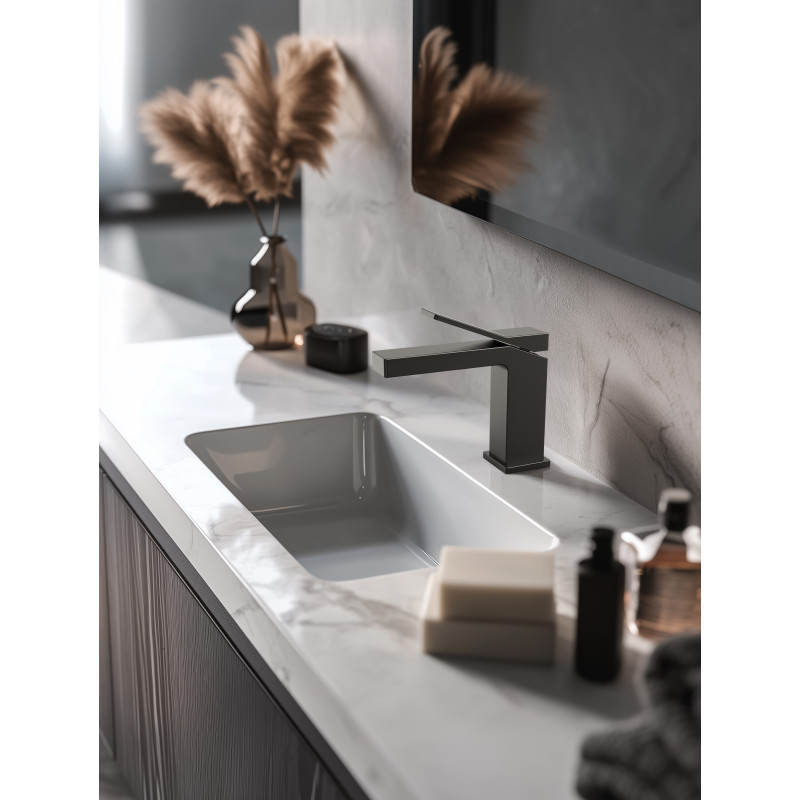 Графітовий змішувач на умивальник з латуні Nett UGr-51