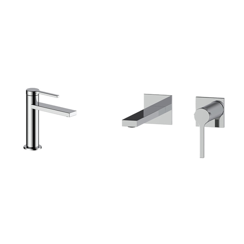 Комплект змішувачів хром на раковину з нержавіючої сталі Nett VH-22 + QH-22