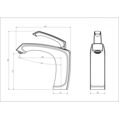 Чорний латунний змішувач на раковину Nett PB-33