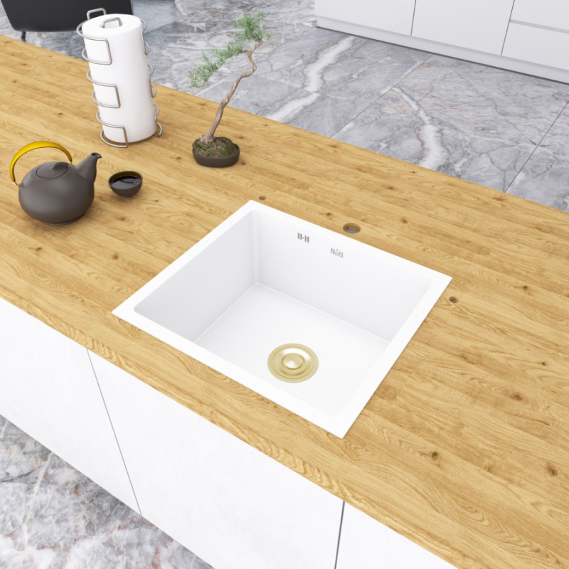 Мийка кухонна біла врізна в стільницю 1.5 мм Nett NW-5045