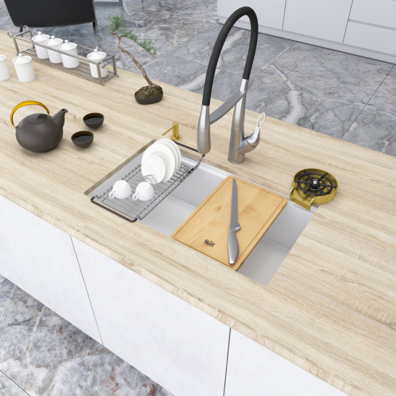 Кухонна мийка під стільницю білого кольору Nett NW-7042