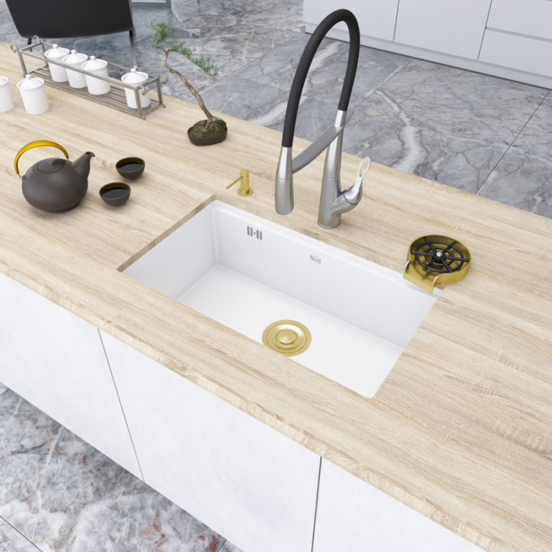 Кухонна мийка під стільницю білого кольору Nett NW-7042