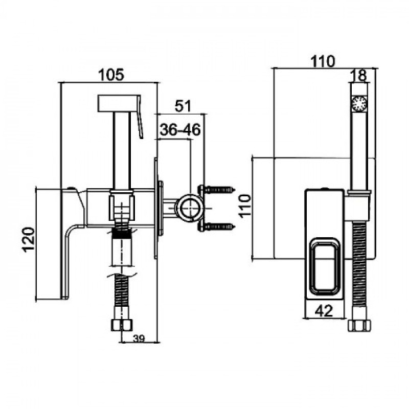 Вбудований гігієнічний душ GAPPO G7217-8, білий/хром