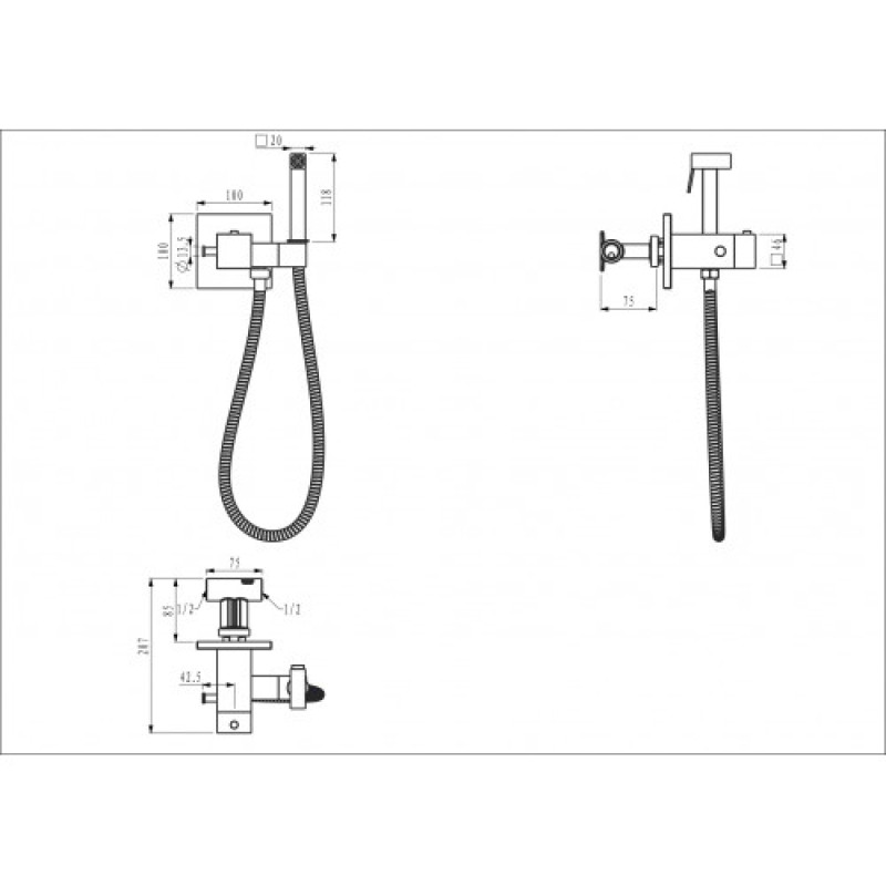 Вбудований гігієнічний душ із термостатом GAPPO G7207-60