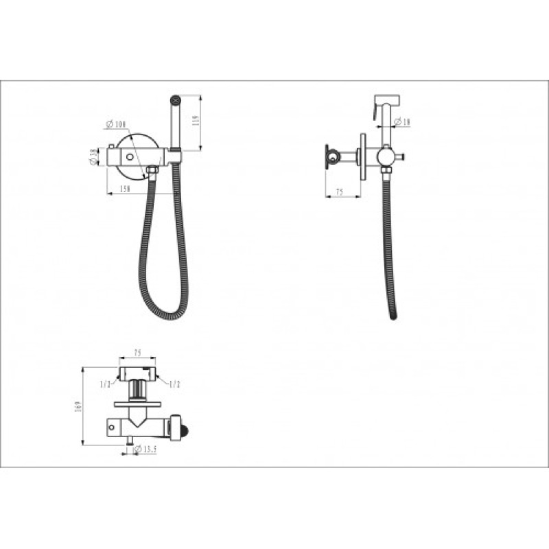 Вбудований гігієнічний душ із термостатом GAPPO G7290-6