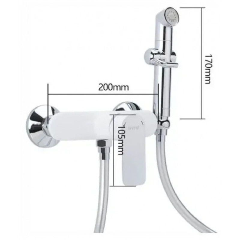 Змішувач для душу з гігієнічною лійкою GAPPO G2048-8, білий/хром