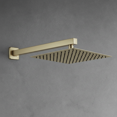 Золота душова система прихованого монтажу з термостатом та виливом Nett TSG-521