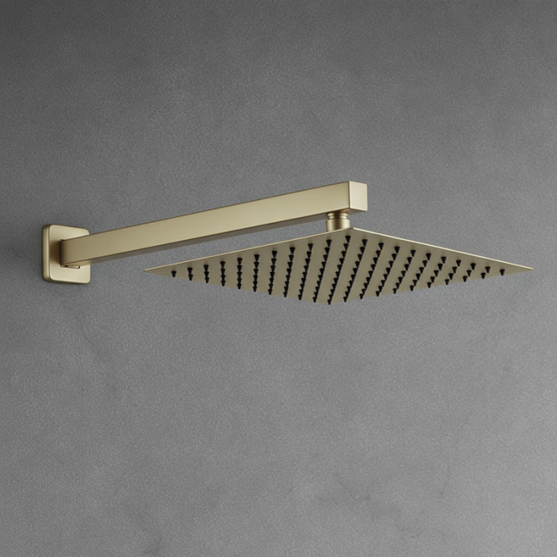 Золота душова система прихованого монтажу з термостатом та виливом Nett TSG-521