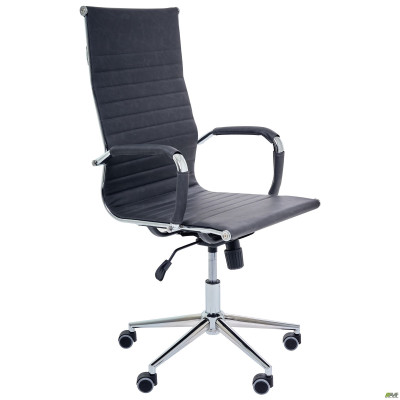 Крісло Slim HB Хром Tilt WAX Black Grey