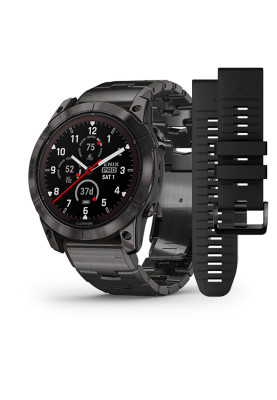 Смарт-годинник Garmin Fenix 7X Pro Sapphire Solar Edition карбоновий сірий титановий DLC корпус з вентильованим титановим браслетом