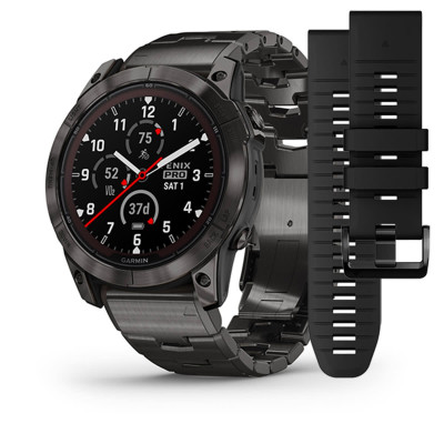 Смарт-годинник Garmin Fenix 7X Pro Sapphire Solar Edition карбоновий сірий титановий DLC корпус з вентильованим титановим браслетом