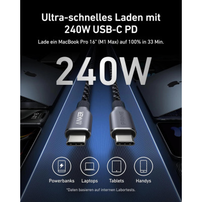 Кабель Anker Prime USB-C на USB-C Кабель (240W)