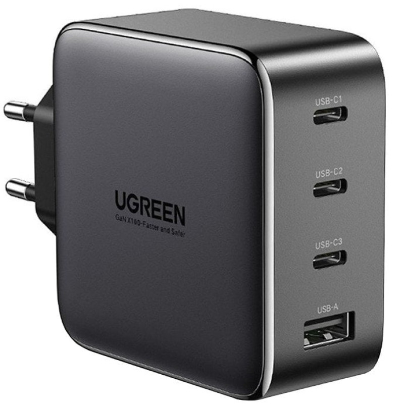Мережевий зарядний пристрій Ugreen CD226/40747 1xUSB-A 3xUSB-C QC4.0 100W GaN Tech Fast Black