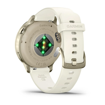 Смарт-годинник Garmin Venu 4 41 мм Lunar Gold з бежевим силіконовим ремінцем Смарт-годинник Garmin Venu 4 41 мм Lunar Gold з бежевим силіконовим ремінцем