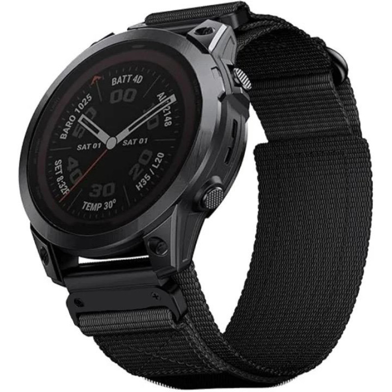 Ремінець нейлоновий 26mm для годинника Garmin EpixPro Fenix Pro Enduro Tactix чорний