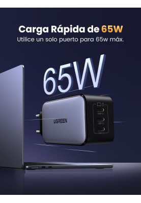 Зарядний пристрій для UGREEN X556 65W GaN Fast Charger 3-Port Type-C Space Gray EU
