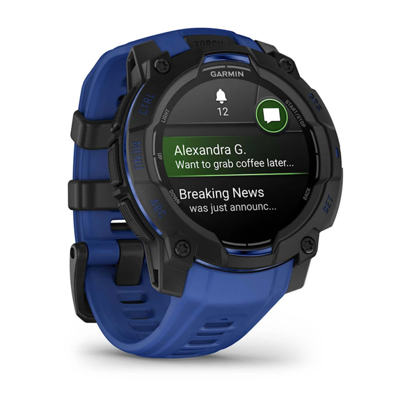 Смарт-годинник Garmin Instinct 3 45 мм AMOLED Black з ремінцем Bolt Blue/Black