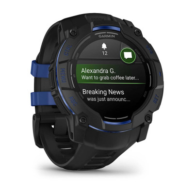 Смарт-годинник Garmin Instinct 3 50 мм AMOLED Black з ремінцем Black/Bolt Blue Смарт-годинник Garmin Instinct 3 50 мм AMOLED Black з ремінцем Black/Bolt Blue