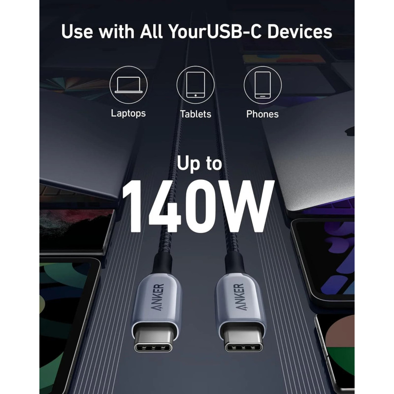 Кабель Anker 765 USB-C to USB-C Cable 140W (3 ft / 6 ft)