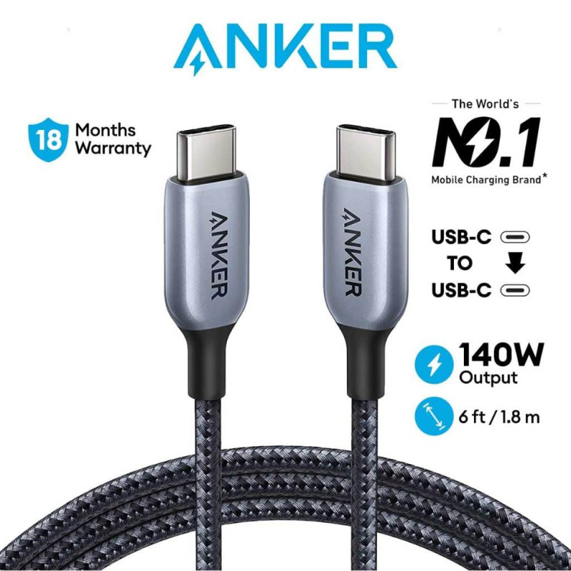 Кабель Anker 765 USB-C to USB-C Cable 140W (3 ft / 6 ft)