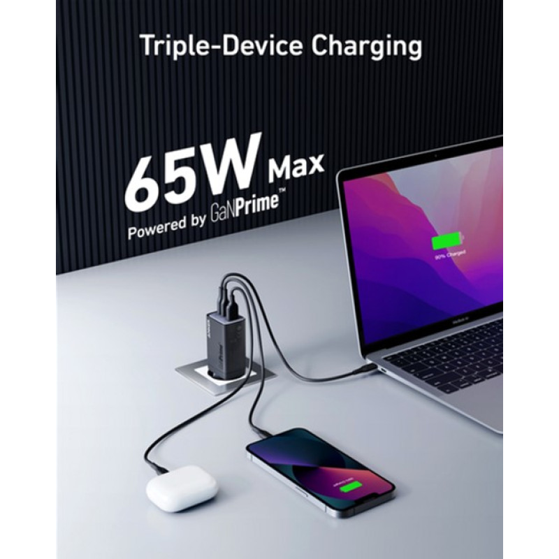 Зарядний пристрій Anker PowerPort 737 A2148 GaNPrime 120W, UK Plug, Black