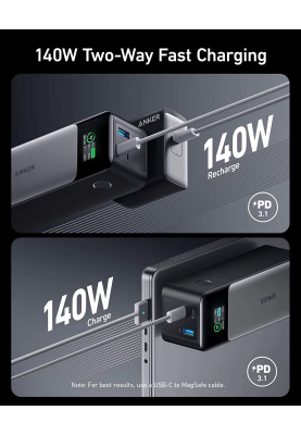 Зовнішній портативний акумулятор Anker 737 Powercore 24000mAh 140W Black