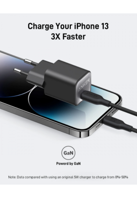 Мережевий зарядний пристрій Anker PowerPort 511 Nano III GaN 30W Super Fast Charging 1xUSB-C PIQ3.0 Phantom Black