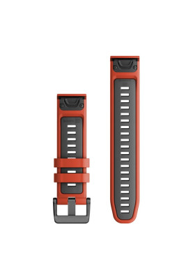 Ремінець Garmin epixPRO (g2), 22mm QuickFit FlRed/Grpht Silicone Band