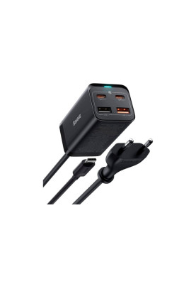 Мережевий зарядний пристрій Baseus Desktop Charger GaN5 Pro 65W 2xUSB 2xType-C Black + кабель 100W type-C-type-C в комплекті 