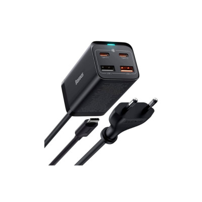 Мережевий зарядний пристрій Baseus Desktop Charger GaN5 Pro 65W 2xUSB 2xType-C Black + кабель 100W type-C-type-C в комплекті 