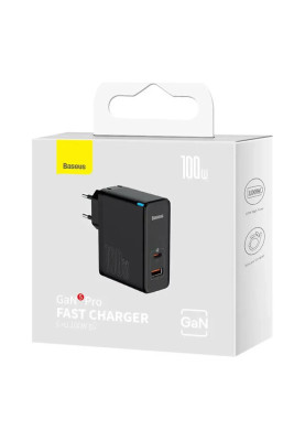 Мережевий зарядний пристрій Baseus GaN5 Pro Fast Charger Type-C+USB 100W Black