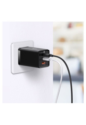 Зарядний пристрій Baseus GaN5 Pro Fast Charger 2C+U 65W Black w/Type-C to Type-C