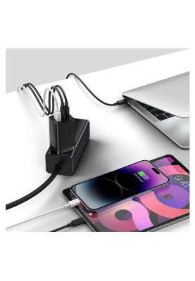Зарядний пристрій Baseus GaN5 Pro Fast Charger 2C+U 65W Black w/Type-C to Type-C