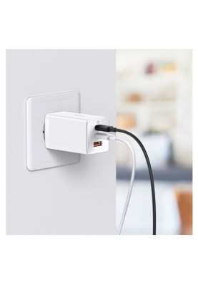 Зарядний пристрій Baseus GaN5 Pro Fast Charger 2C+U 65W White w/Type-C to Type-C
