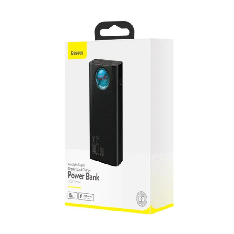 Зовнішній портативний акумулятор Baseus Amblight Digital Display Quick Charge 30000mAh Black 65W