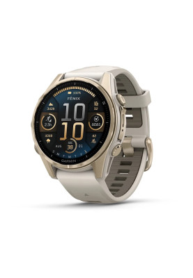Смарт-годинник Garmin Fenix 8 43 мм AMOLED Сапфір Туманно-сірий/М'яке золото з силіконовим ремінцем QuickFit 20 мм