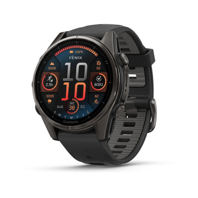 Смарт-годинник Garmin Fenix 8 43 мм AMOLED Сапфір Чорний/Титан Карбоновий DLC з силіконовим ремінцем QuickFit 20 мм