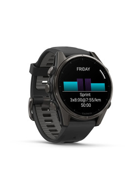 Смарт-годинник Garmin Fenix 8 43 мм AMOLED Сапфір Чорний/Титан Карбоновий DLC з силіконовим ремінцем QuickFit 20 мм