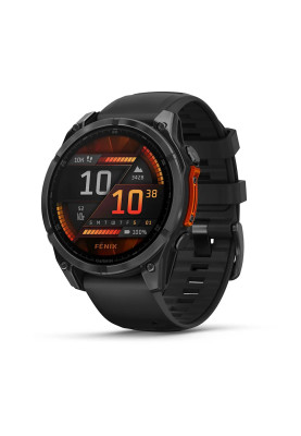 Смарт-годинник Garmin Fenix 8 47 мм AMOLED Чорний/Сірий з силіконовим ремінцем QuickFit 22 мм